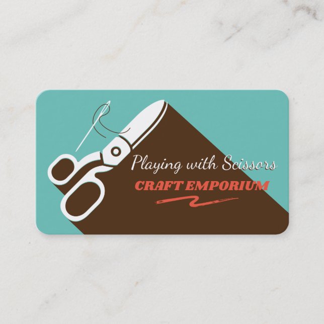 Sewing needle thread scissors seamstress quilting business card (Front)