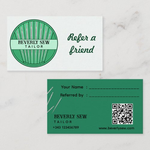 Sewing Needles Fashion Design Service  Referral Card