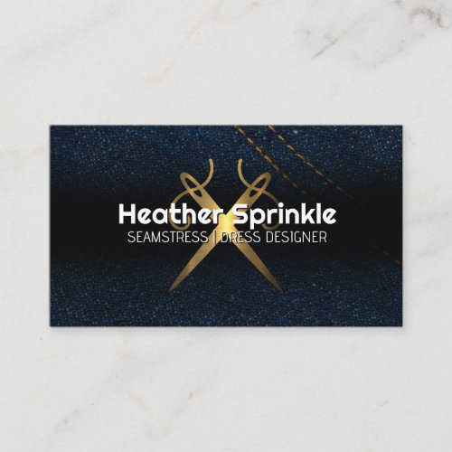Sewing Needles Logo  Jean Fabric Business Card