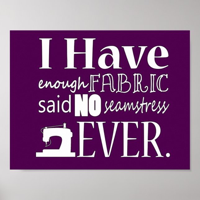 Sewing • Not Enough Fabric Crafts {Dark} Poster (Front)