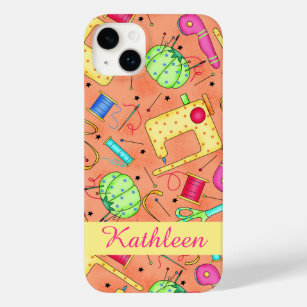 Sewing Notions Art Name Personalized Orange Case-Mate iPhone 14 Plus Case