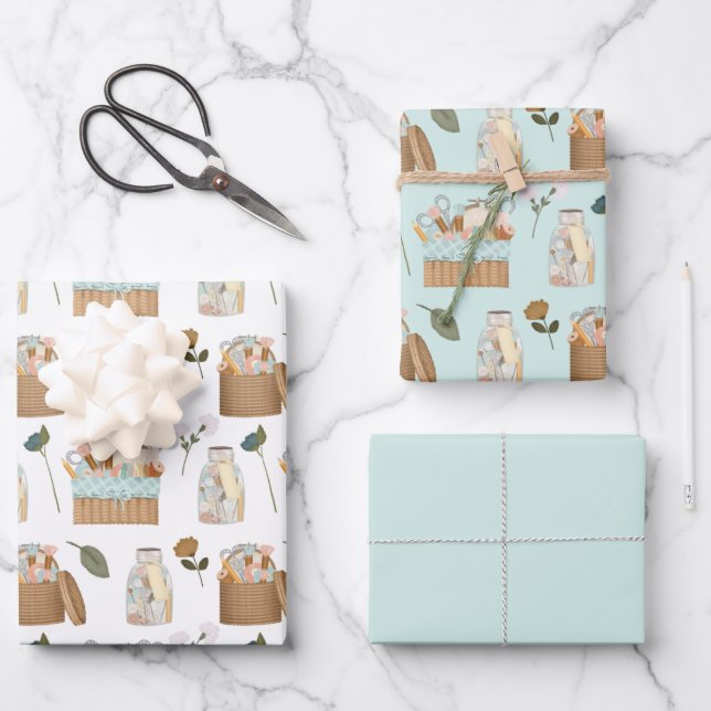 Sewing Notions Kit Wrapping Paper Sheets (Front)