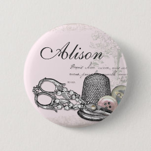 Sewing Notions on Pink Name Badge Button