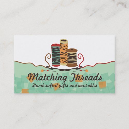 Sewing notions pins needles spools of thread business card