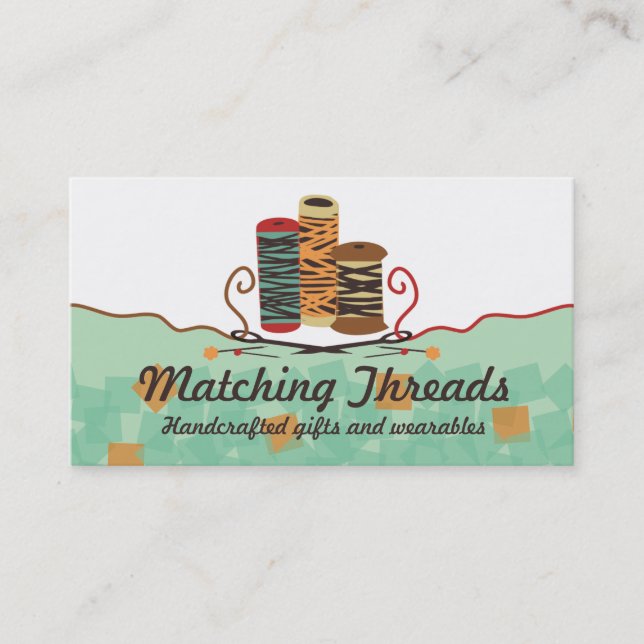 Sewing notions pins needles spools of thread business card (Front)