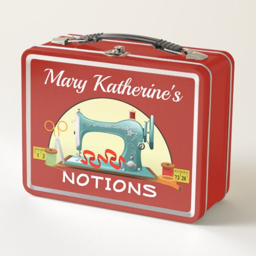 Sewing Notions _ See Back _ Metal Lunch Box
