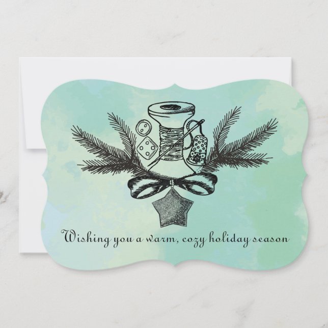 Sewing notions thread Christmas handmade with love Holiday Card (Front)