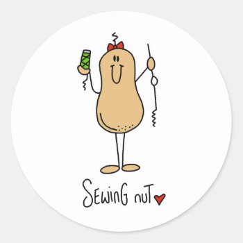 Sewing Nut T-shirts And Gifts Classic Round Sticker by stick_figures at Zazzle