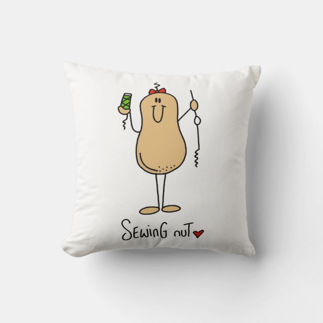 Sewing Nut T-shirts and Gifts Throw Pillow (Front)