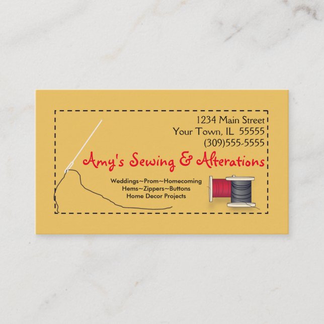 Sewing or Alterations Business Cards (Front)