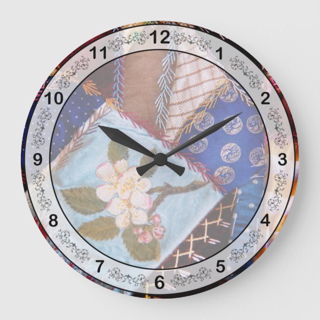 Sewing - Patchwork - Grandma's quilt  Large Clock (Front)