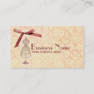 Sewing Pink Bow Damask Vintage Business Card