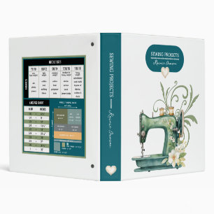 Sewing Projects Binder Teal Blue Vintage Look