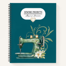 Sewing Projects Binder Teal Blue Vintage Look