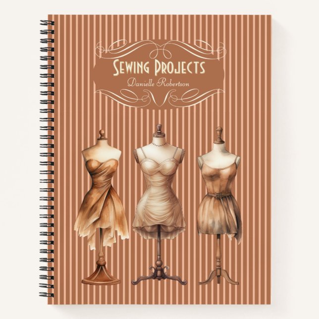 Sewing Projects Dress Forms Pinstriped Notebook (Front)