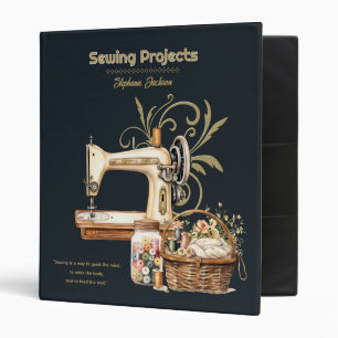 Sewing Projects Organizer Vintage Black 3 Ring Binder