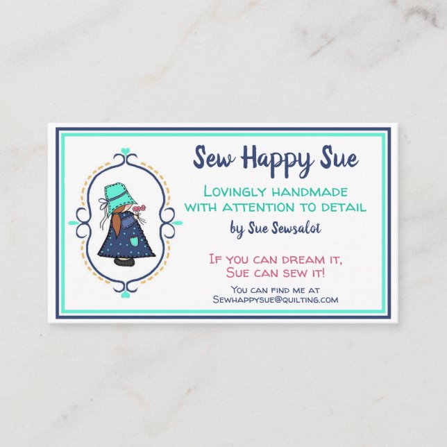 Sewing/Quilting Applique Girl Business Card (Front)