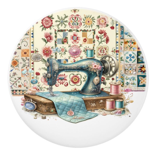 Sewing Quilting  Ceramic Knob (Front)