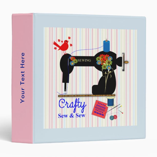 Sewing Quilting Fun Personalized 3 Ring Binder (Front/Spine)