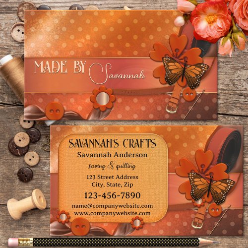 Sewing Quilting Orange Craft Business Card