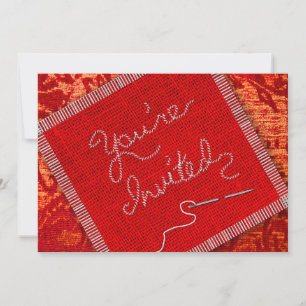 SEWING/QUILTING PARTY INVITATION - RED FABRICS