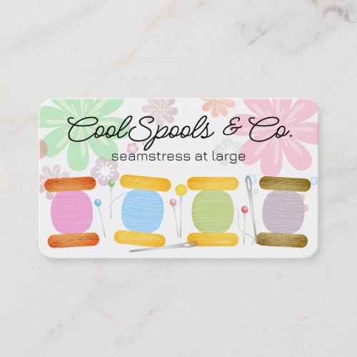 Sewing quilting pins needle thread seamstress business card