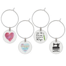 Sewing / Quilting Set of Wine Charms