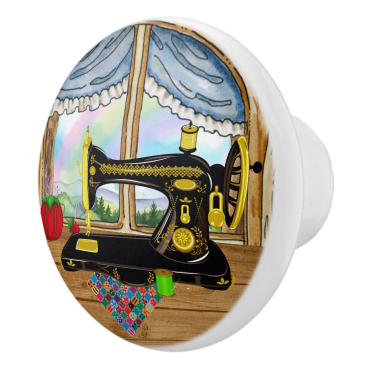 Sewing Room Ceramic Knob SRF Zazzle