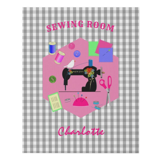 Sewing Room Cute Personalized Faux Canvas Print (Front)