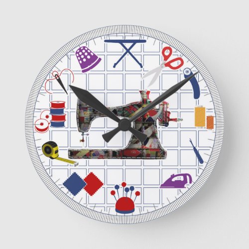Sewing Room themed wall clock