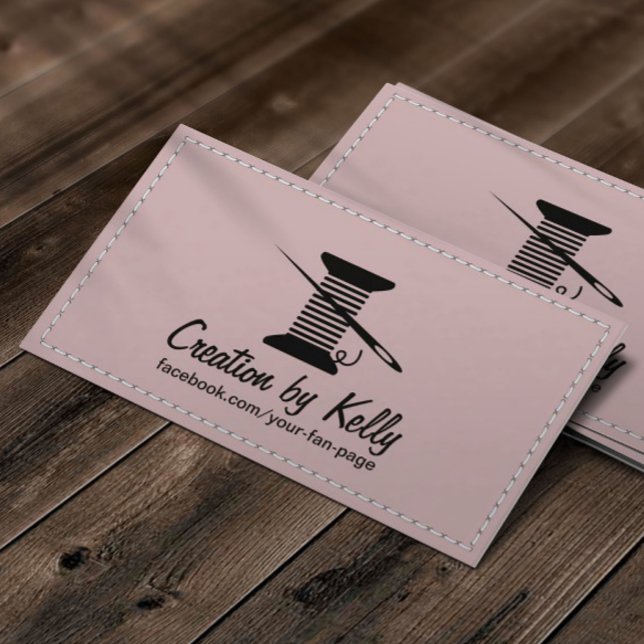Sewing Seamstress Crafter Dressmaker Dusty Pink Business Card (Creator Uploaded)