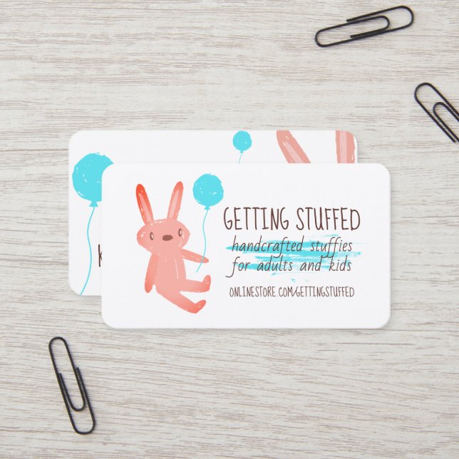 Sewing seamstress handmade stuffed animal stuffies business card (Front/Back In Situ)