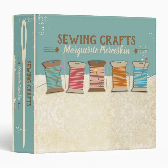 Sewing seamstress quilter quilting personalized 3 ring binder (Front/Spine)