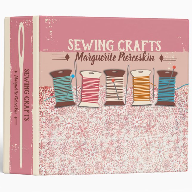 Sewing seamstress quilter quilting personalized 3  ring binder (Front/Spine)