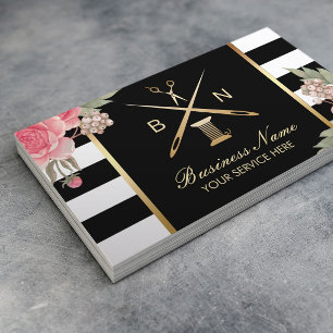 Sewing Seamstress Thread & Needles Vintage Floral Business Card