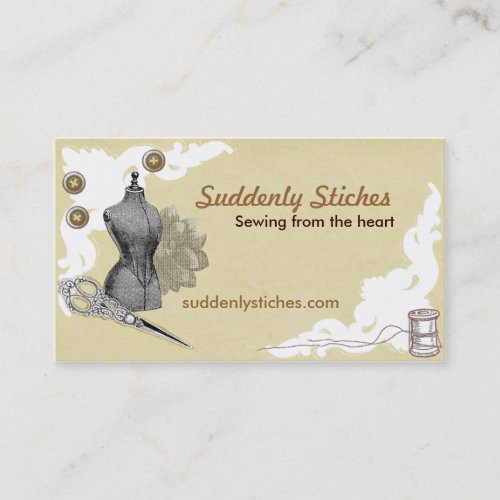 Sewing Seamstress Vintage Beige Business Card