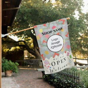 Sewing Shop Business Grey House Flag