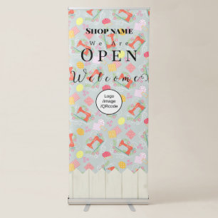 Sewing Shop Business Grey Retractable Banner