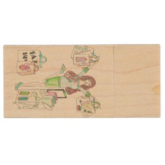 Sewing Shopper Wooden USB Wood USB Flash Drive
