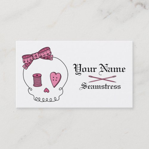 Sewing Skull Pink Business Card