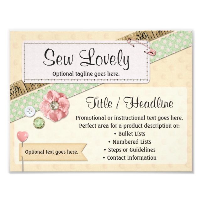 Sewing Stitches, Buttons & Ribbon Advertising Sign (Front)