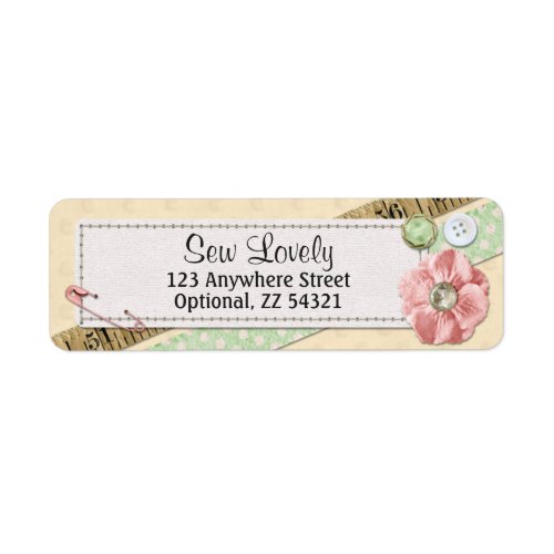 Sewing Stitches Buttons  Ribbon Return Address Label