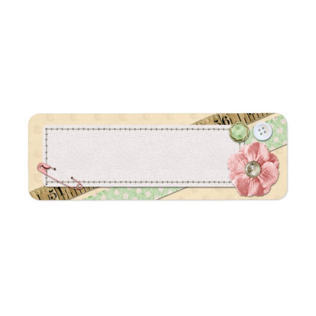 Sewing Stitches, Buttons & Ribbon Shabby Chic Pink Label (Front)