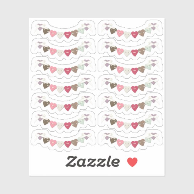 Sewing Stitches Country Heart Bunting Banners Sticker (Sheet)