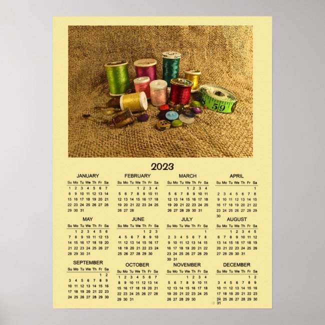 Sewing Supplies 2023 Calendar Poster