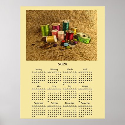 Sewing Supplies 2024 Calendar Poster