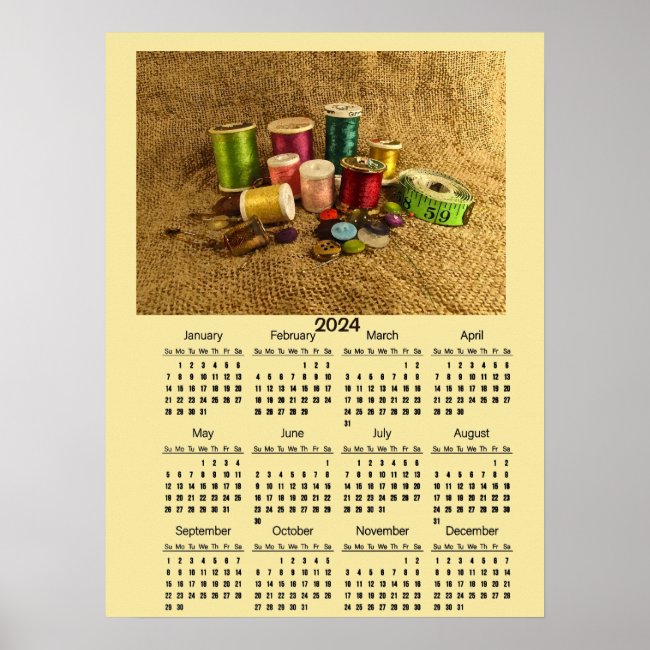 Sewing Supplies 2024 Calendar Poster