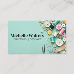 Sewing Supplies Background Needles Thread Business Card