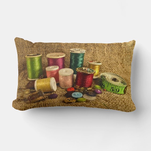 Sewing Supplies Lumbar Pillow (Front)