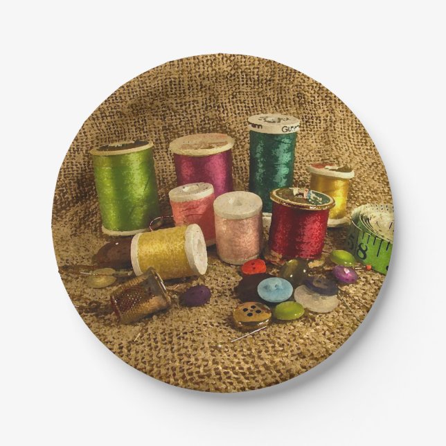 Sewing Supplies Paper Plates (Front)
